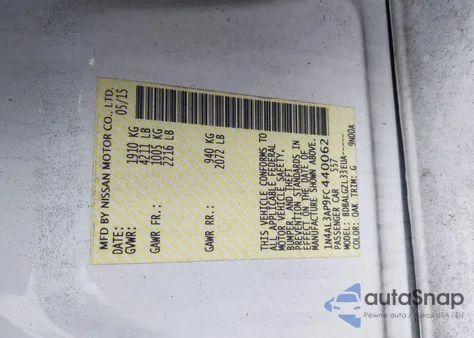 2015 Nissan Altima 2.5/2.5 S/2.5 Sl/2.5 Sv z USA, uszkodzony, nr VIN 1N4AL3AP9FC440062